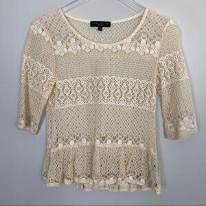 [Sanctuary] Cream Lace Peplum Blouse